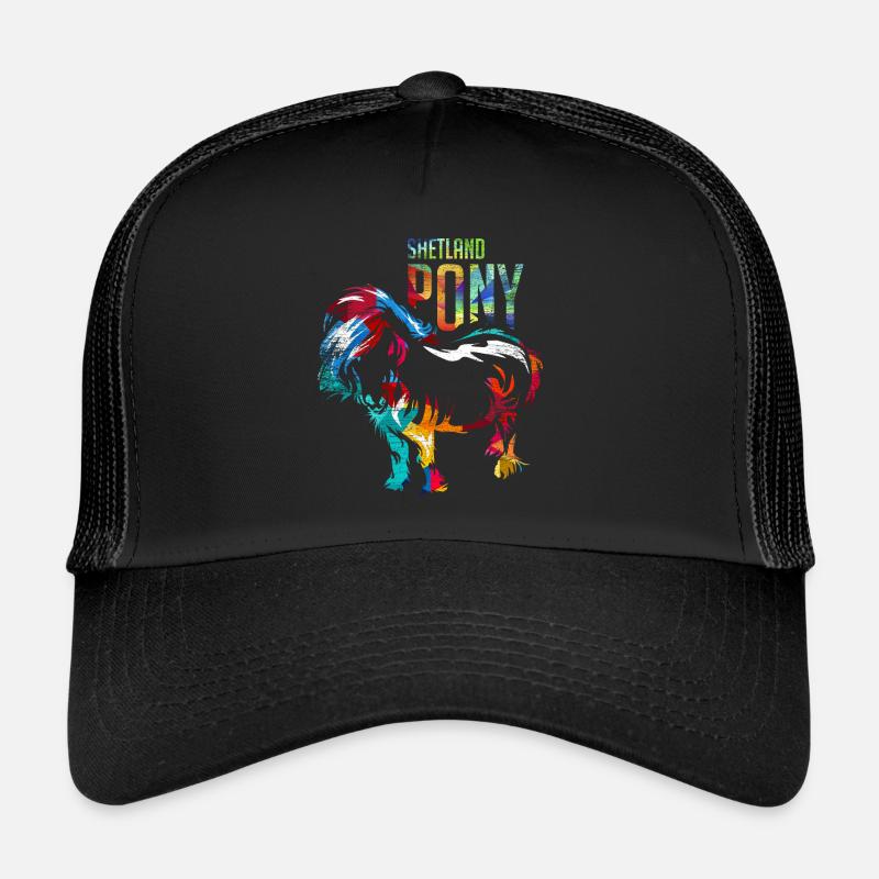 Shetlandpony Pferd - Trucker Cap - Schwarz/Schwarz