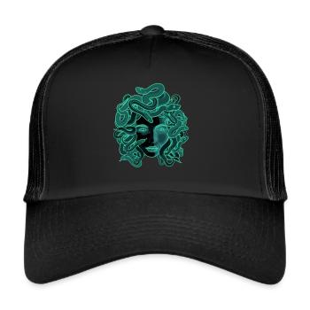 Antike griechische mythologische Medusa - Trucker Cap - Schwarz/Schwarz - Vorne