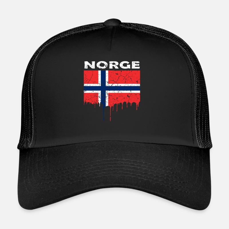 Drapeau norvégien - Casquette trucker  - noir/noir