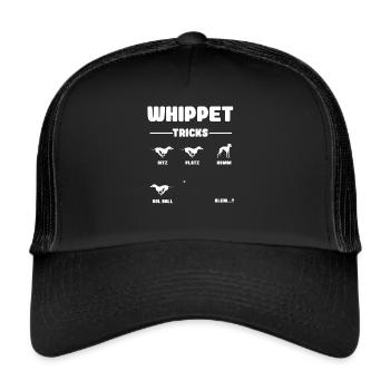 Whippet Tricks , Lévriers Idées cadeaux - Casquette trucker  - noir/noir - Devant