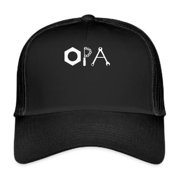 Opa Großvater T-Shirt Geschenk Handwerker - Trucker Cap - Schwarz/Schwarz - Vorne