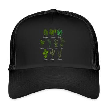 Vintage botanical herbs - Trucker Cap - black/black - Front