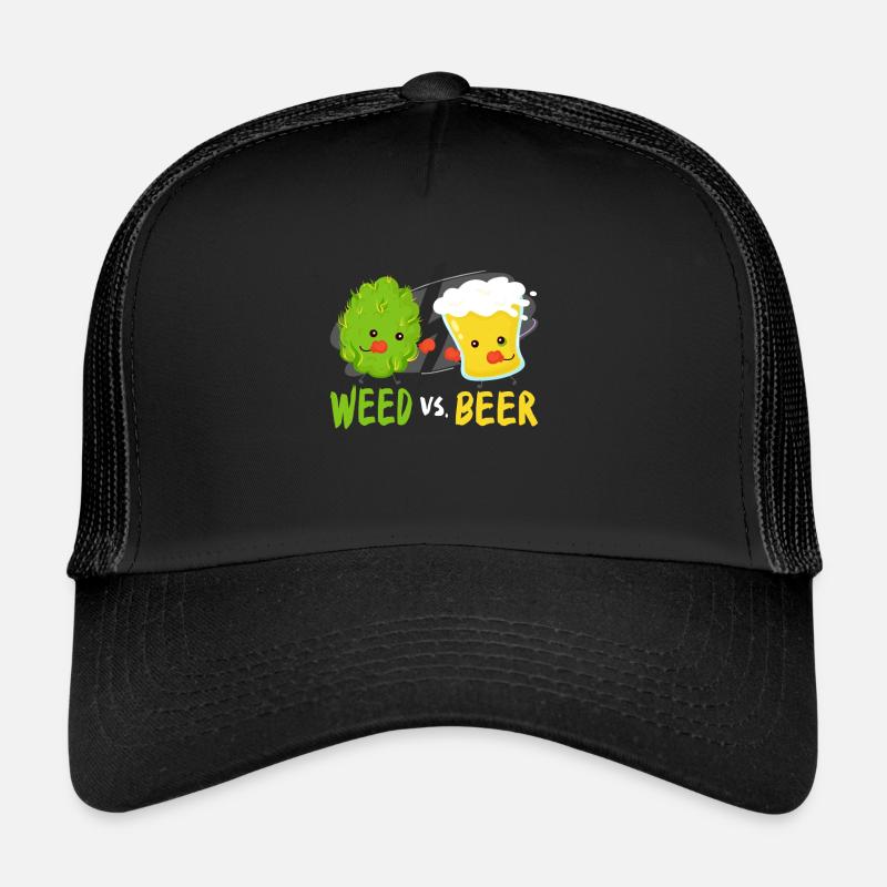 Funny Weed Vs Beer Cannabis Kush Stoner Drinking THC Trucker Cap
