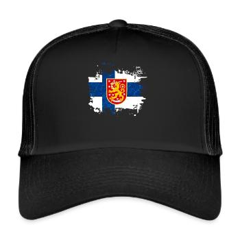 Finland flag coat of arms national team - Trucker Cap - black/black - Front
