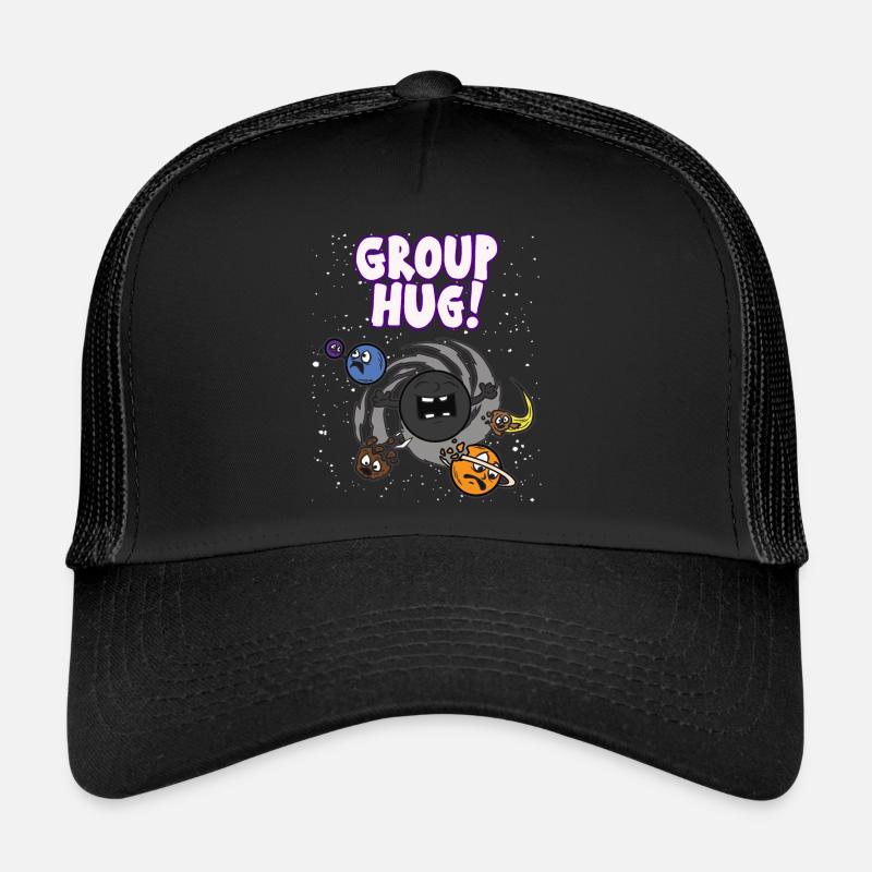 GROUP HUG Schwarzes Loch Lustiger Spruch Wurmloch - Trucker Cap - Schwarz/Schwarz