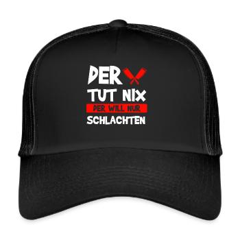 Fleischer Fleisch Metzger Geschenk - Trucker Cap - Schwarz/Schwarz - Vorne