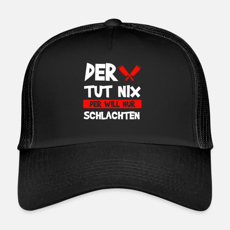 Fleischer Fleisch Metzger Geschenk - Trucker Cap - Schwarz/Schwarz