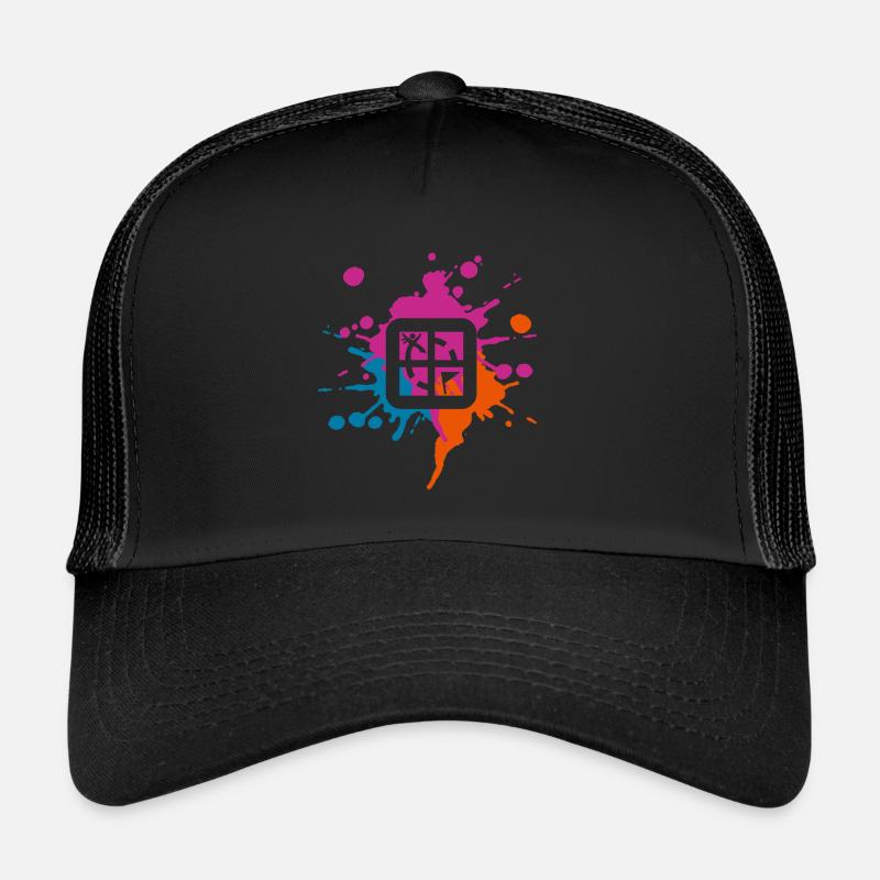 Blob coloré de géocaching - Casquette trucker  - noir/noir