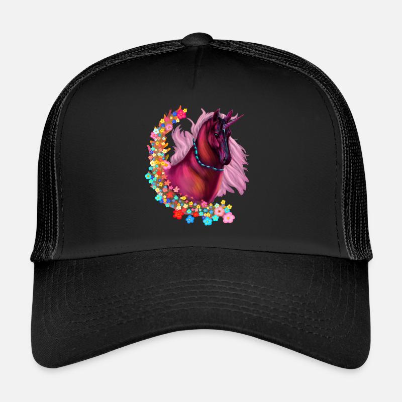 Rosa Einhorn - Trucker Cap - Schwarz/Schwarz