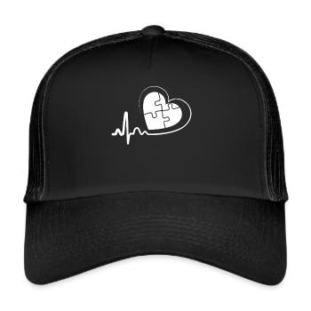 Autism Awareness Autism Awareness Heartbeat - Trucker Cap - black/black - Front