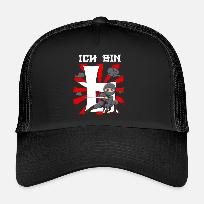 6. Geburtstag Jungen Ninja Geschenk - Trucker Cap - Schwarz/Schwarz
