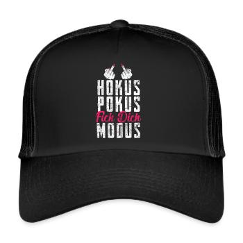 Hokus Pokus Fick Dich Modus Lustig - Trucker Cap - Schwarz/Schwarz - Vorne