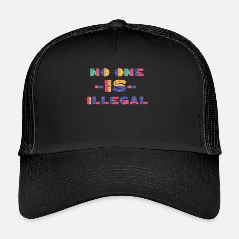 Kein Mensch ist illegal, Flüchtlinge, Slogan - Trucker Cap - Schwarz/Schwarz
