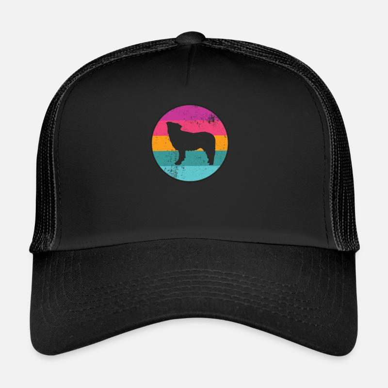 Border Collie rétro - Casquette trucker  - noir/noir