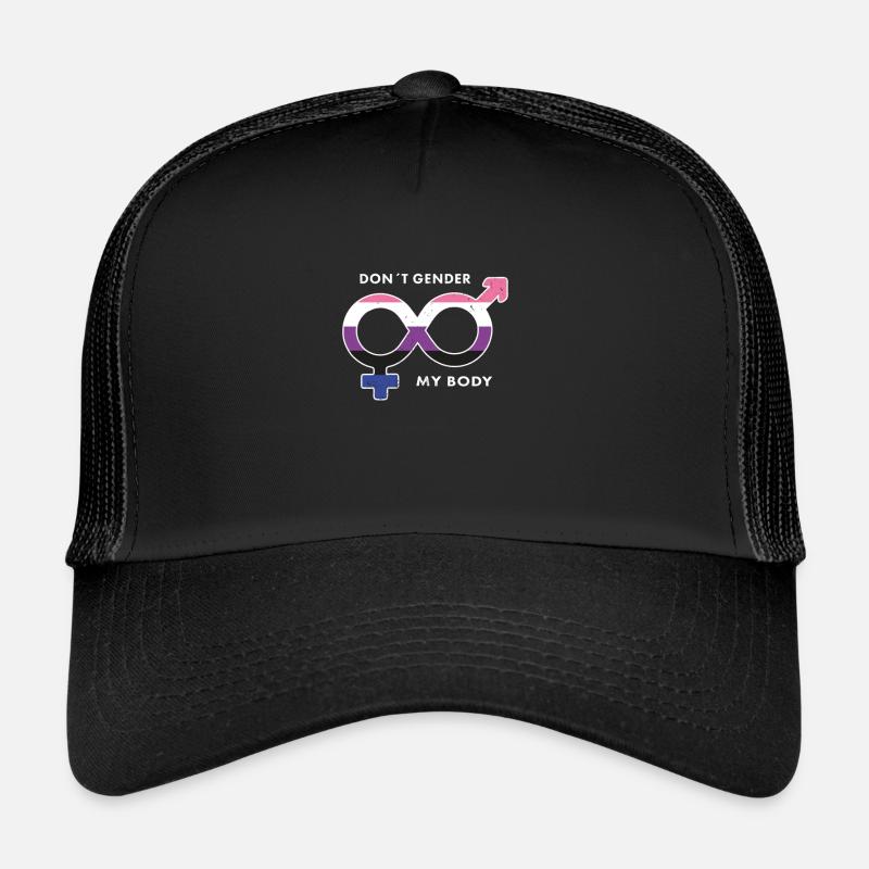 Conception du drapeau Genderfluid contre les rôles de genre - Casquette trucker - noir/noir