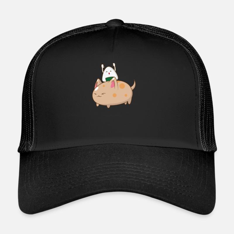 Onigiri monte un chat Casquette trucker 
