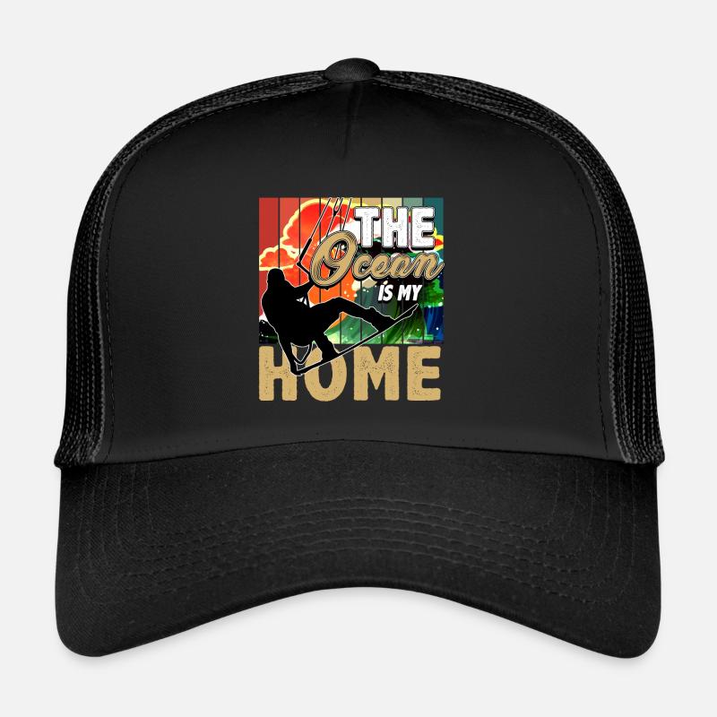 Kitesurfing, Kiteboarding - Trucker Cap - Schwarz/Schwarz