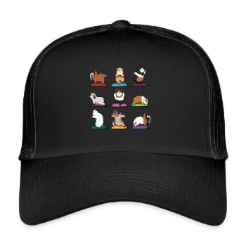 Yoga Meerschwein Meditation Yogi Namaste Geschenk - Trucker Cap - Schwarz/Schwarz - Vorne