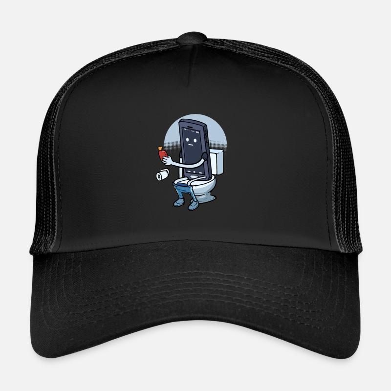 Toilettenhumor Klopapier Handy Badezimmer Bad WC - Trucker Cap - Schwarz/Schwarz