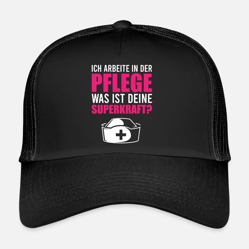 Ich arbeite in der Pflege - Trucker Cap - Schwarz/Schwarz