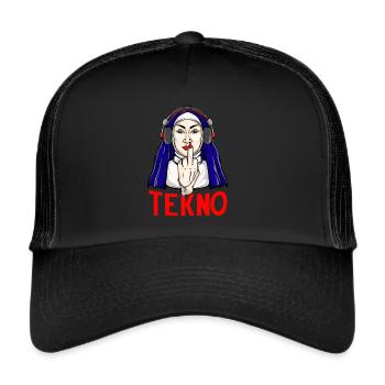 Tekno Underground Nonne Mittelfinger techno - Trucker Cap - Schwarz/Schwarz - Vorne