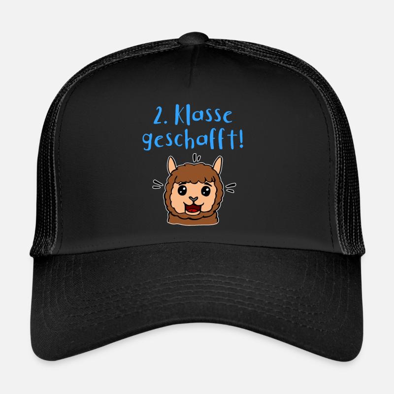 2 Klasse Geschafft Schule Geschenk Kinder - Trucker Cap - Schwarz/Schwarz
