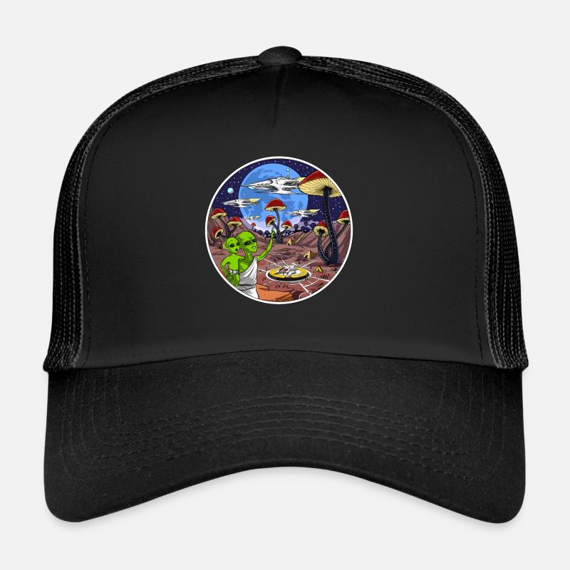 Champignons magiques extraterrestres psychédéliques Casquette trucker 