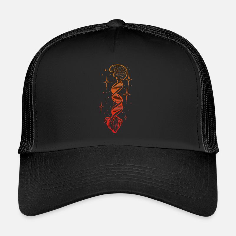 Herz-Gehirn-Baum Anatom oder Forscher Geschenk - Trucker Cap - Schwarz/Schwarz