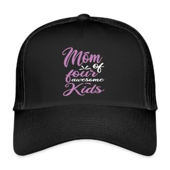 Mom of four - Trucker Cap - black/black - Front
