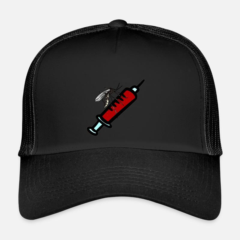 Blutabnahme Mücke Insekt Blutsauger Spritze blutig - Trucker Cap - Schwarz/Schwarz