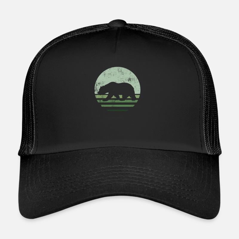 Ours brun rétro - Casquette trucker  - noir/noir