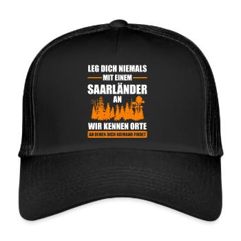 Saarland Saarländer Saarbrücken Geschenk - Trucker Cap - Schwarz/Schwarz - Vorne