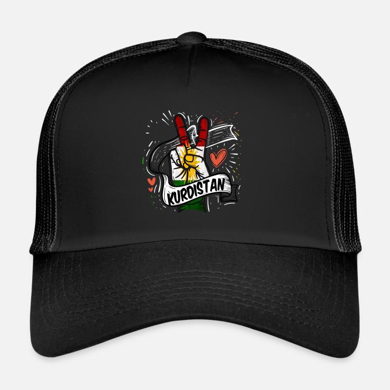Kurdistan Kurds Kurds gift azadi rojava iraq - Trucker Cap - black/black