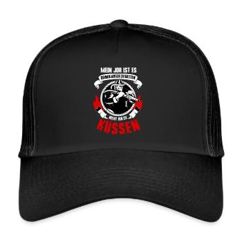 Lustiger Feuerwehrmann Spruch Feuerwehr Geschenk - Trucker Cap - Schwarz/Schwarz - Vorne