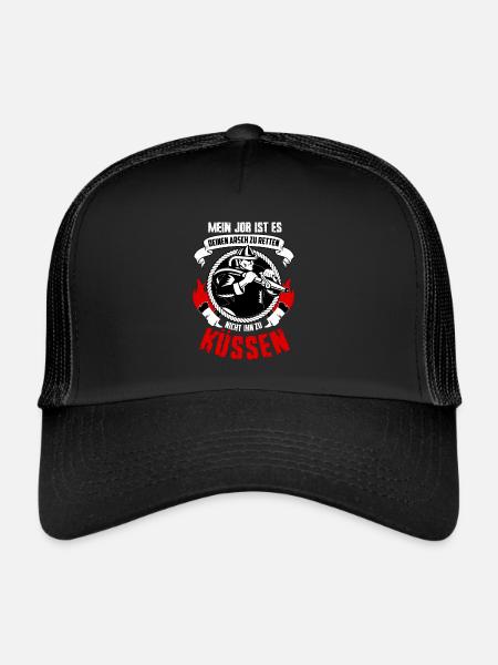 Lustiger Feuerwehrmann Spruch Feuerwehr Geschenk - Trucker Cap - Schwarz/Schwarz - Vorne