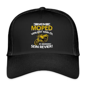 Mofa Moped Motorrad Roller Geschenkidee - Trucker Cap - Schwarz/Schwarz - Vorne