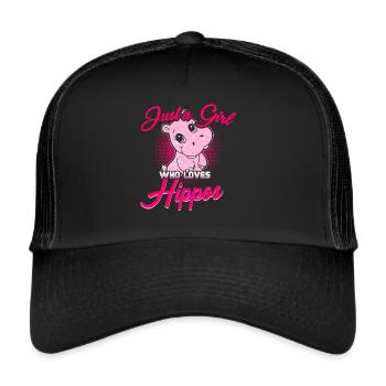 Flusspferd Nilpferd Hippo - Trucker Cap - black/black - Front