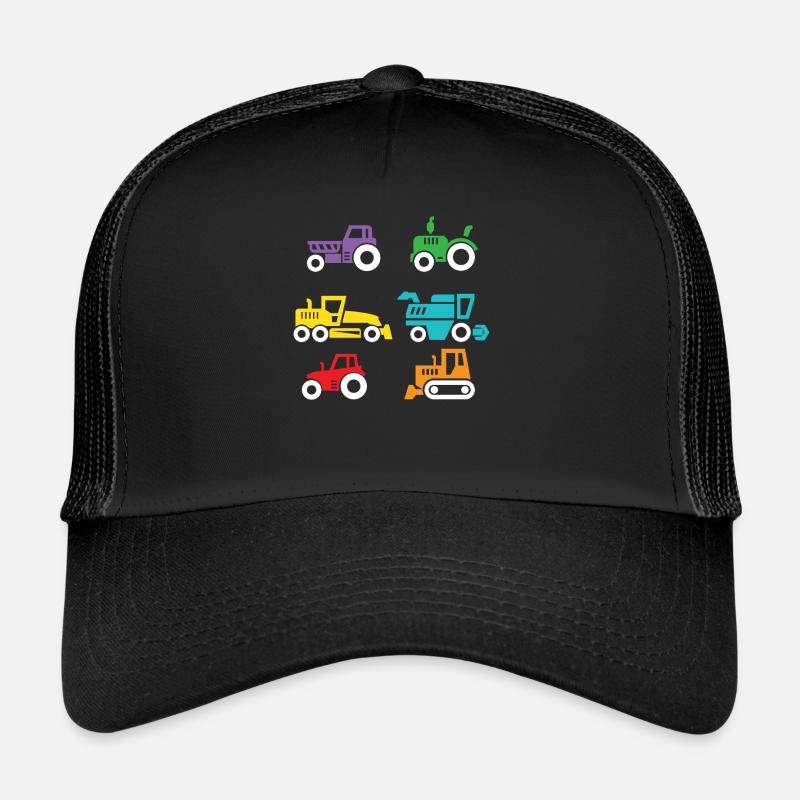 Kinder Bagger Traktor Landwirtschaft Baustelle - Trucker Cap - Schwarz/Schwarz