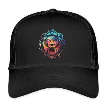 Roaring colorful lion - Trucker Cap - black/black - Front