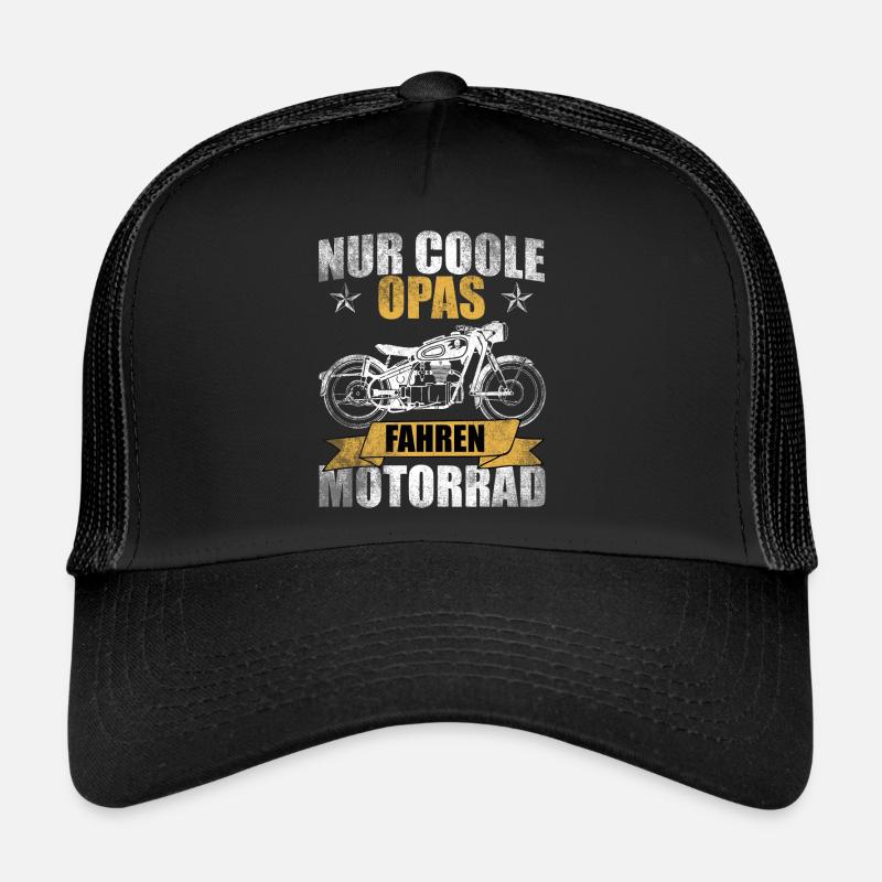Opa Motorrad Biker lustiger Spruch Geschenkidee - Trucker Cap - Schwarz/Schwarz