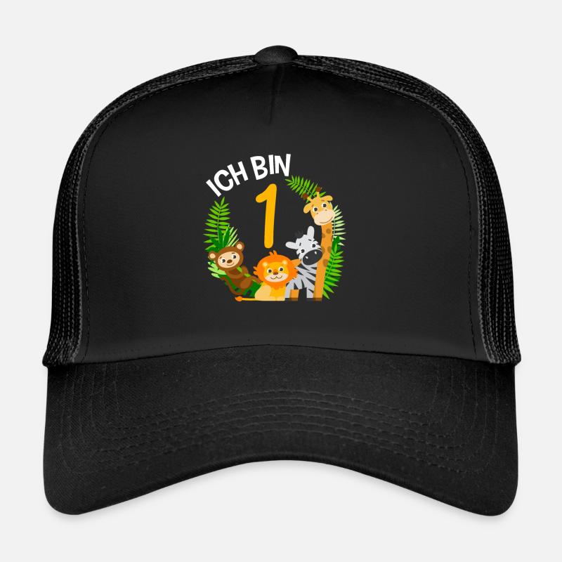 1. Geburtstag Geburtstagsshirt Dschungel Erster - Trucker Cap - Schwarz/Schwarz