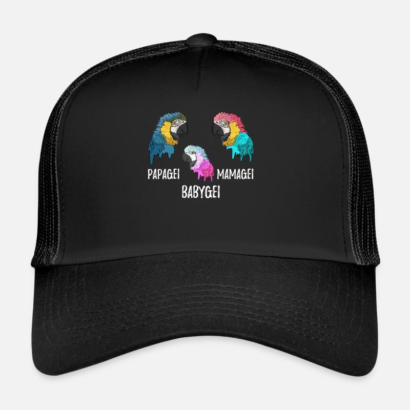 Papagei Mamagei Babygei Geburt - Trucker Cap - Schwarz/Schwarz