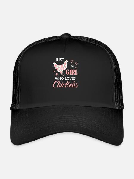 Juste une fille qui aime les poulets Poulet Fleurs loin - Casquette trucker  - noir/noir - Devant