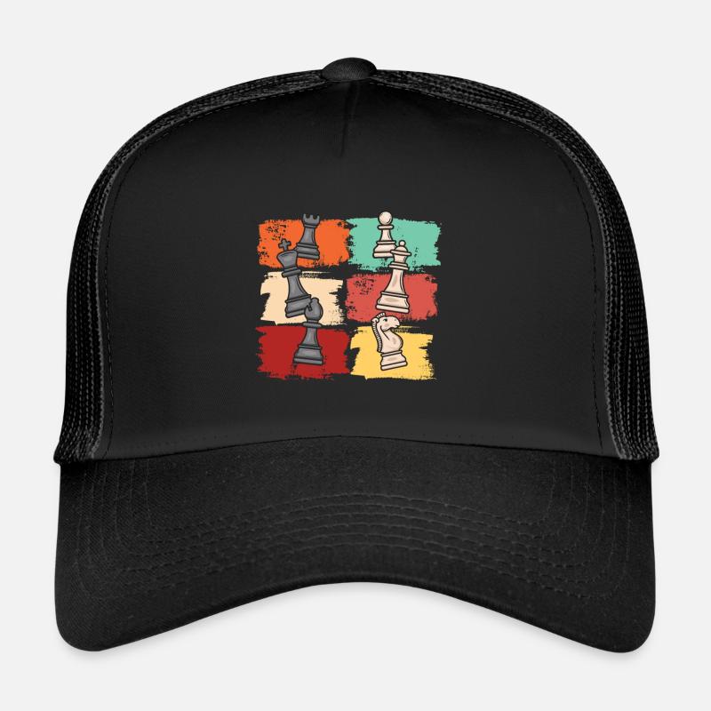 Retro Chess Board Chess Player Chess Pieces Trucker Cap