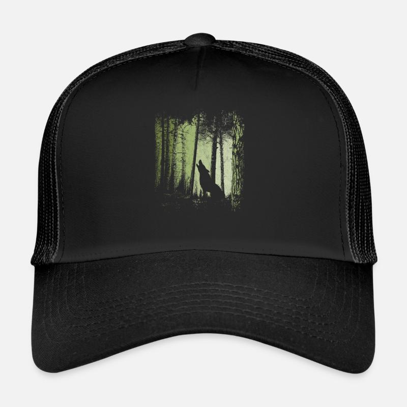 Forest Howling Wolf Silhouette Trucker Cap