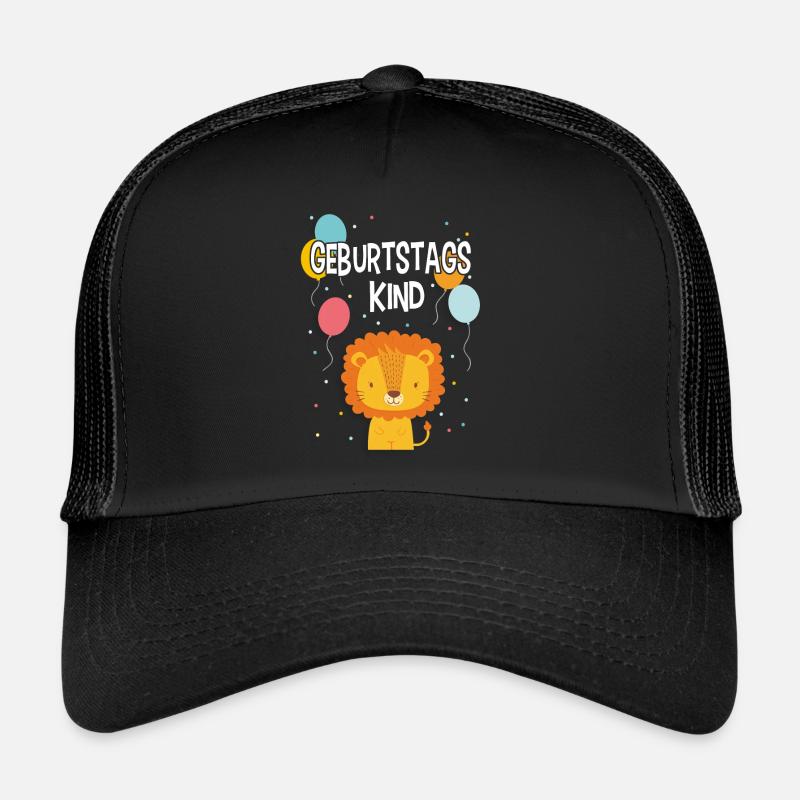 Geburtstagskind Geburtstag Kindergeburtstag Löwe - Trucker Cap - Schwarz/Schwarz