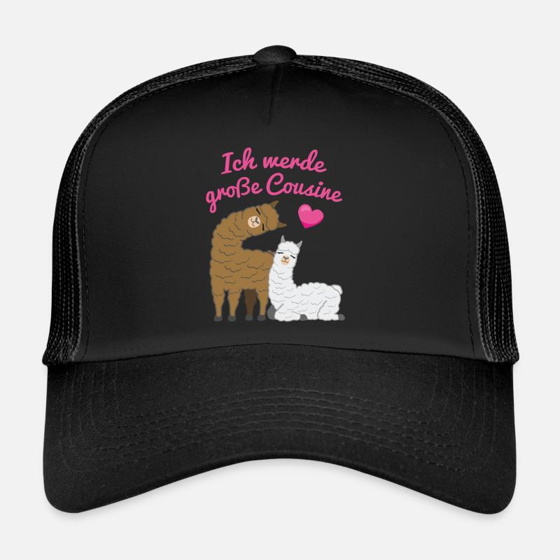 Ich Werde Große Cousine Lama Alpaka Geschenk - Trucker Cap - Schwarz/Schwarz