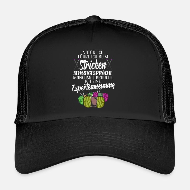 Stricken Häkeln Handarbeiten Spruch Strickerin - Trucker Cap - Schwarz/Schwarz