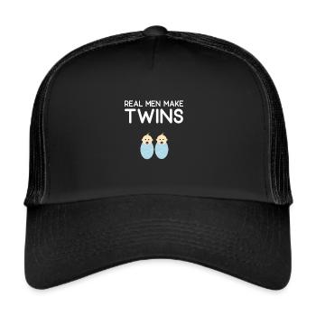 Real Men Make Twins Baby Schwangerschaft - Trucker Cap - Schwarz/Schwarz - Vorne