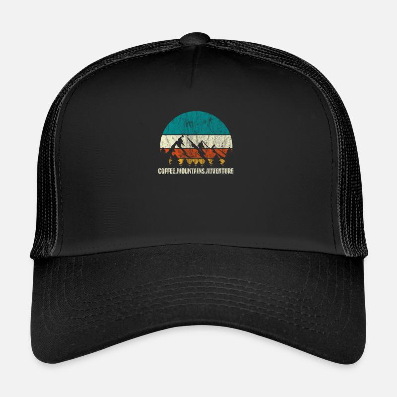 Coffee mountains adventure hiking climbing gift Trucker Cap